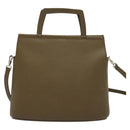 LOEWE Hand Bag Leather 2way Khaki Silver Auth 137496-2