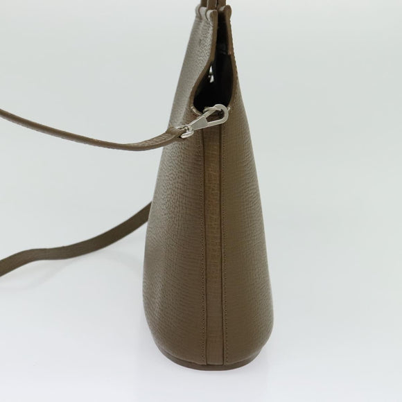 LOEWE Hand Bag Leather 2way Khaki Silver Auth 137496