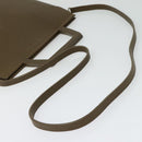 LOEWE Hand Bag Leather 2way Khaki Silver Auth 137496-8