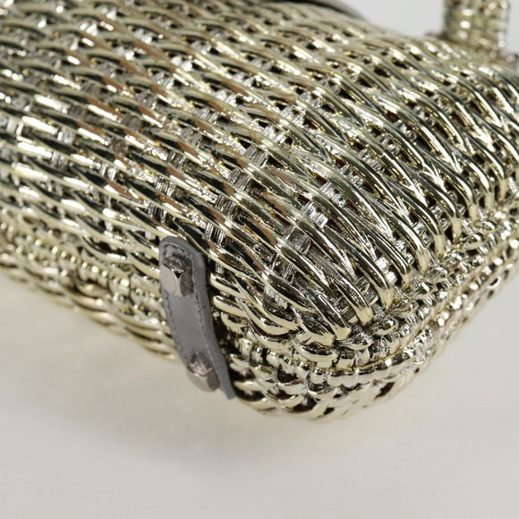 Salvatore Ferragamo Gancini Hand Bag Rattan Gold Auth 137497SAV