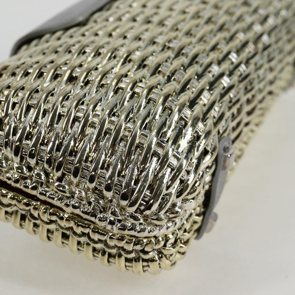 Salvatore Ferragamo Gancini Hand Bag Rattan Gold Auth 137497SAV