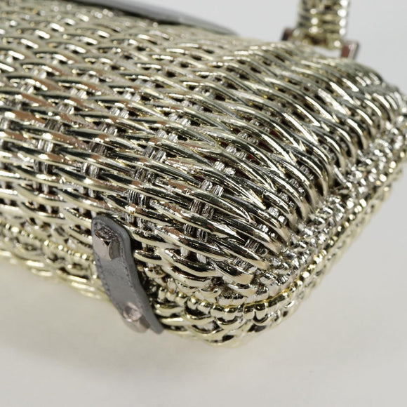 Salvatore Ferragamo Gancini Hand Bag Rattan Gold Auth 137497SAV