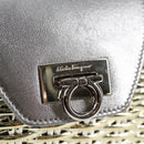 Salvatore Ferragamo Gancini Hand Bag Rattan Gold Auth 137497SAV-17