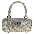 Salvatore Ferragamo Gancini Hand Bag Rattan Gold Auth 137497SAV-1