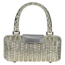 Salvatore Ferragamo Gancini Hand Bag Rattan Gold Auth 137497SAV-2
