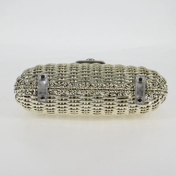 Salvatore Ferragamo Gancini Hand Bag Rattan Gold Auth 137497SAV