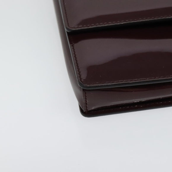 Salvatore Ferragamo Vala Chain Shoulder Bag Patent Purple Gold Auth 137501