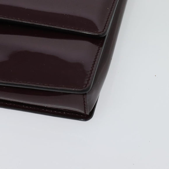 Salvatore Ferragamo Vala Chain Shoulder Bag Patent Purple Gold Auth 137501