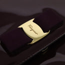 Salvatore Ferragamo Vala Chain Shoulder Bag Patent Purple Gold Auth 137501-14