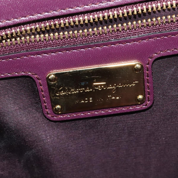 Salvatore Ferragamo Vala Chain Shoulder Bag Patent Purple Gold Auth 137501
