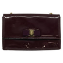 Salvatore Ferragamo Vala Chain Shoulder Bag Patent Purple Gold Auth 137501-2