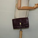 Salvatore Ferragamo Vala Chain Shoulder Bag Patent Purple Gold Auth 137501-22