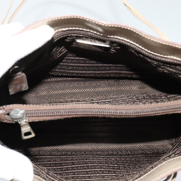 PRADA Hand Bag Patent leather Beige Auth 137502