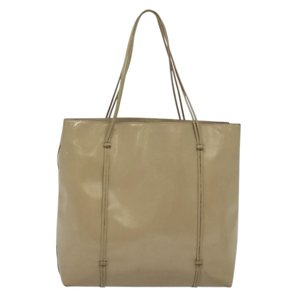 PRADA Hand Bag Patent leather Beige Auth 137502