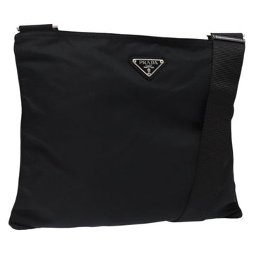 PRADA Shoulder Bag Nylon Black Silver Auth 137512