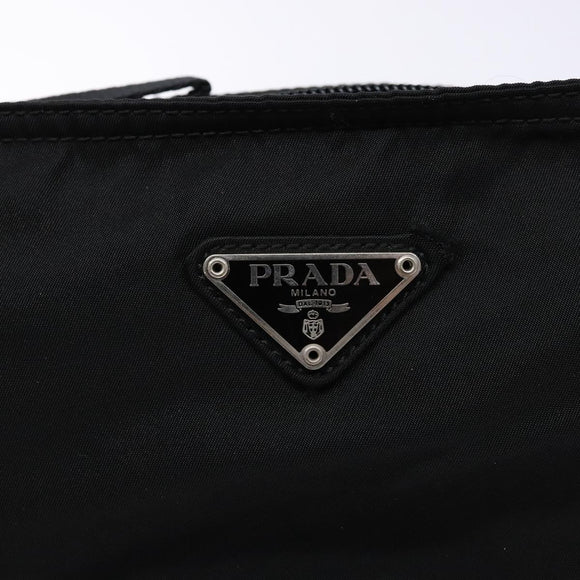 PRADA Shoulder Bag Nylon Black Silver Auth 137512