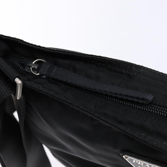 PRADA Shoulder Bag Nylon Black Silver Auth 137512