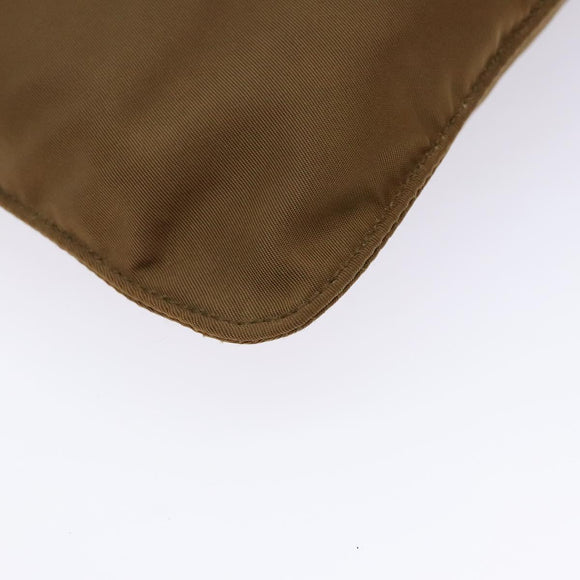 PRADA Shoulder Bag Nylon Brown Silver Auth 137514