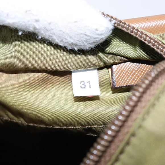 PRADA Shoulder Bag Nylon Brown Silver Auth 137514