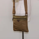 PRADA Shoulder Bag Nylon Brown Silver Auth 137514-24