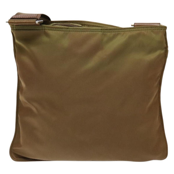 PRADA Shoulder Bag Nylon Brown Silver Auth 137514