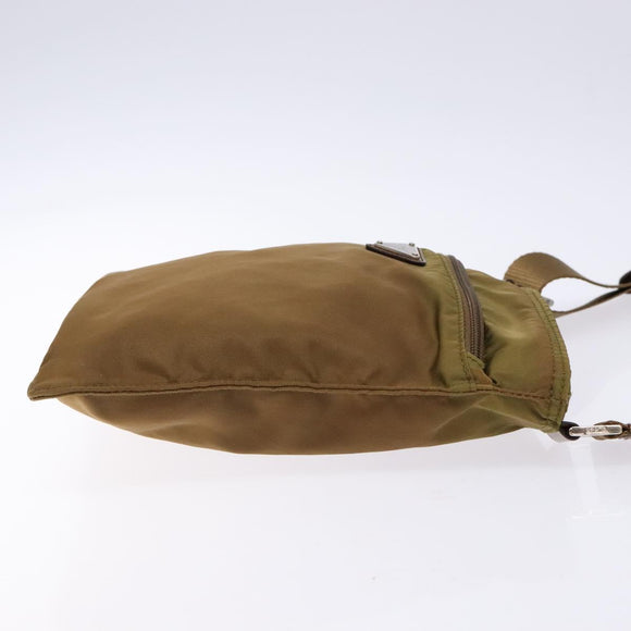 PRADA Shoulder Bag Nylon Brown Silver Auth 137514
