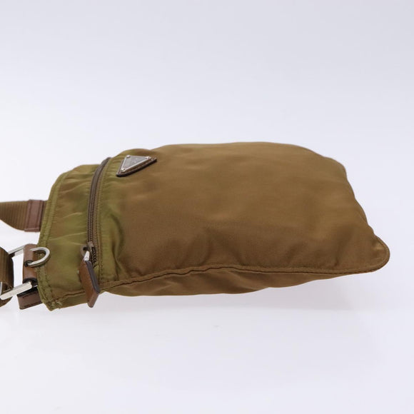 PRADA Shoulder Bag Nylon Brown Silver Auth 137514