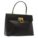 Salvatore Ferragamo Gancini Hand Bag Leather Black Gold Auth 137516-1