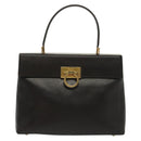 Salvatore Ferragamo Gancini Hand Bag Leather Black Gold Auth 137516-13