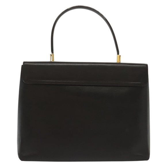 Salvatore Ferragamo Gancini Hand Bag Leather Black Gold Auth 137516