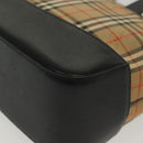 BURBERRY Nova Check Hand Bag Canvas Leather Beige Gold Auth 137517-11