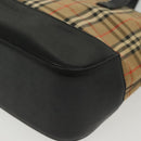BURBERRY Nova Check Hand Bag Canvas Leather Beige Gold Auth 137517-13