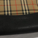 BURBERRY Nova Check Hand Bag Canvas Leather Beige Gold Auth 137517-14