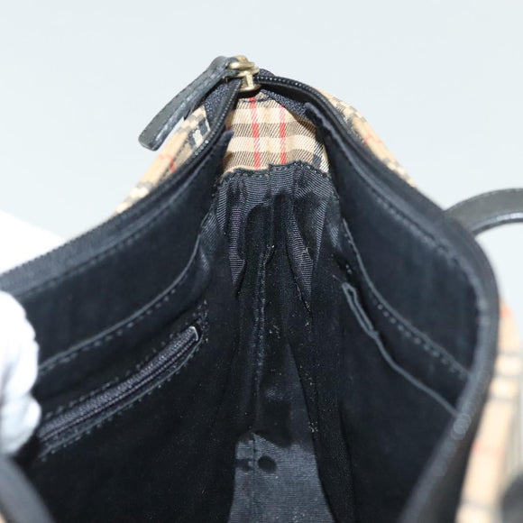 BURBERRY Nova Check Hand Bag Canvas Leather Beige Gold Auth 137517