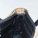 BURBERRY Nova Check Hand Bag Canvas Leather Beige Gold Auth 137517-18