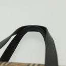 BURBERRY Nova Check Hand Bag Canvas Leather Beige Gold Auth 137517-8