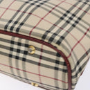BURBERRY Nova Check Hand Bag Canvas Beige Gold Auth 137524-10