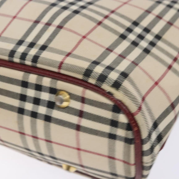 BURBERRY Nova Check Hand Bag Canvas Beige Gold Auth 137524