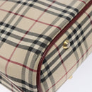 BURBERRY Nova Check Hand Bag Canvas Beige Gold Auth 137524-11