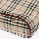 BURBERRY Nova Check Hand Bag Canvas Beige Gold Auth 137524-12