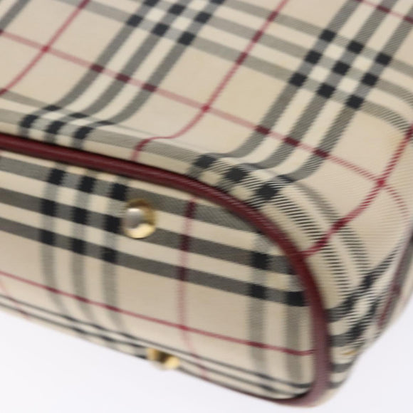 BURBERRY Nova Check Hand Bag Canvas Beige Gold Auth 137524