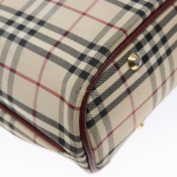 BURBERRY Nova Check Hand Bag Canvas Beige Gold Auth 137524