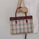 BURBERRY Nova Check Hand Bag Canvas Beige Gold Auth 137524-21