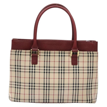 BURBERRY Nova Check Hand Bag Canvas Beige Gold Auth 137524 - 0