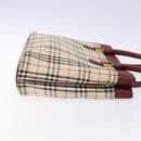 BURBERRY Nova Check Hand Bag Canvas Beige Gold Auth 137524-4