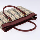 BURBERRY Nova Check Hand Bag Canvas Beige Gold Auth 137524-6