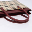 BURBERRY Nova Check Hand Bag Canvas Beige Gold Auth 137524-7
