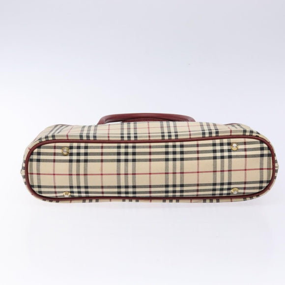 BURBERRY Nova Check Hand Bag Canvas Beige Gold Auth 137524