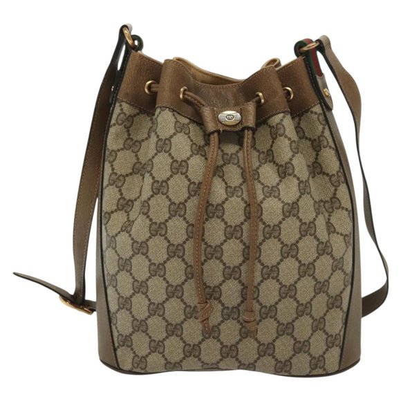 GUCCI GG Supreme Web Sherry Line Shoulder Bag PVC Beige 14 02 034 Auth 137535