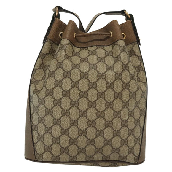 GUCCI GG Supreme Web Sherry Line Shoulder Bag PVC Beige 14 02 034 Auth 137535